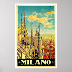 Milano / Milan Italy Cityscape Vintage Poster