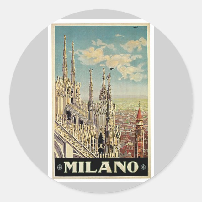 Milano Milan Italy Vintage Travel Classic Round Sticker (Front)
