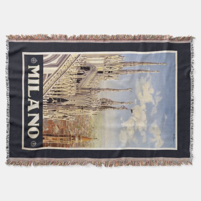 Milano (Milan) vintage travel throw blanket (Front)