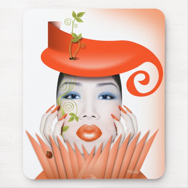 Mila's Surreal Tangerine Dream Mouse Pad (Front)