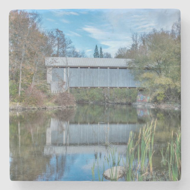 Milby Covered Bridge Stone Coaster (Front)