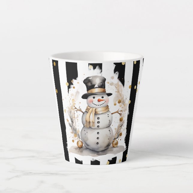 Milchtasse Klein Snowman and Stripes Var01 Latte Mug (Front)