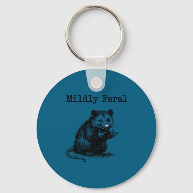 Mildly Feral Opossum Meme Lover Key Ring (Front)