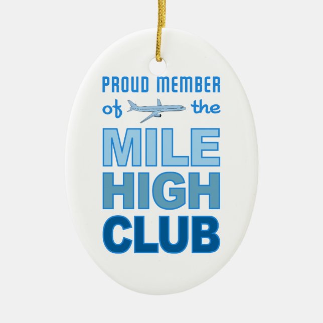 Mile High Club ornament, customise Ceramic Tree Decoration (Front)