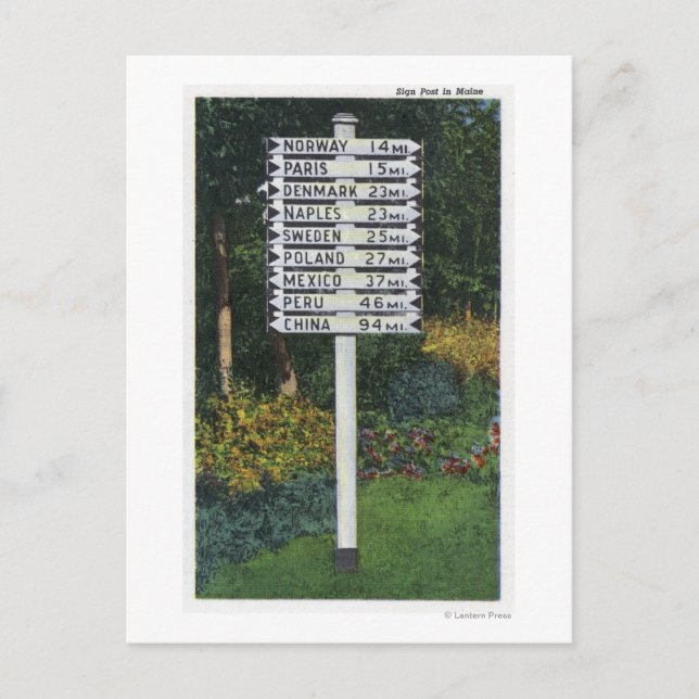 Mile Marker Sign Post Postcard (Front)