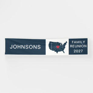 Miles Apart Joined at Heart USA Map Family Reunion Banner