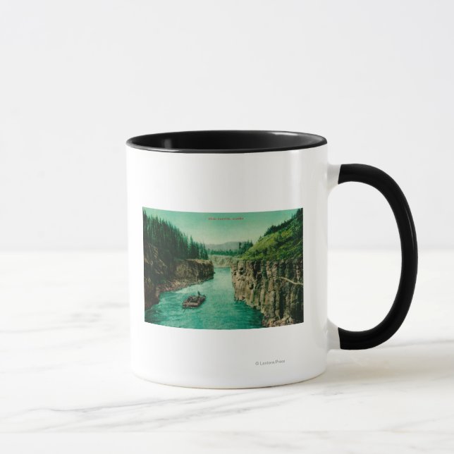 Miles Canyon, Alaska View with Men Rafting Down Mug (Right)
