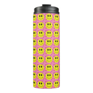 Miles of Smiles Classic Grin Faces on Pink Thermal Tumbler