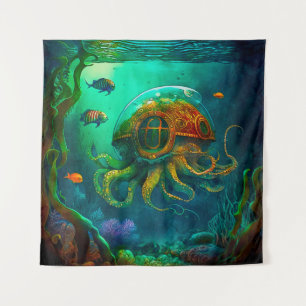 Miles Under the Sea Art Illustration Steampunk Tapestry