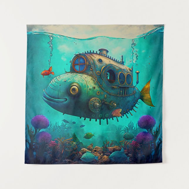 Miles Under the Sea Art Illustration Tapestry (Front)
