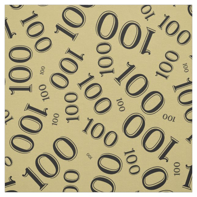 Milestone 100 Number Pattern Black/Gold Fabric (Swatch)