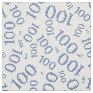 Milestone 100 Number Pattern Blue/White Fabric