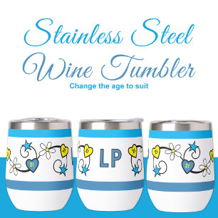 Milestone 21st birthday initials blue yellow