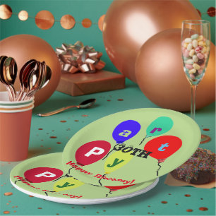 Milestone 30th Birthday Party Balloons Paper Plate