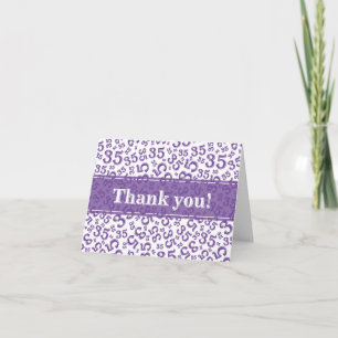 Milestone 35 Random Number Pattern Purple/White Thank You Card