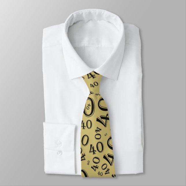 Milestone 40 Random Number Pattern Gold/Black Tie (Tied)