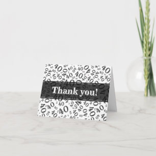 Milestone 40 Random Number Pattern Green/White Thank You Card