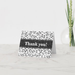 Milestone 55 Random Number Pattern Black/White Thank You Card