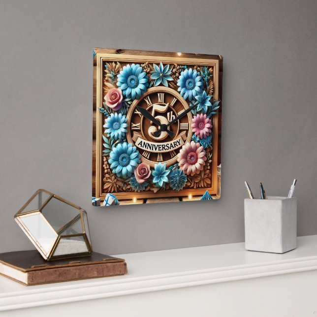 Milestone 5th Wedding Anniversary Square Wall Clock (Office)