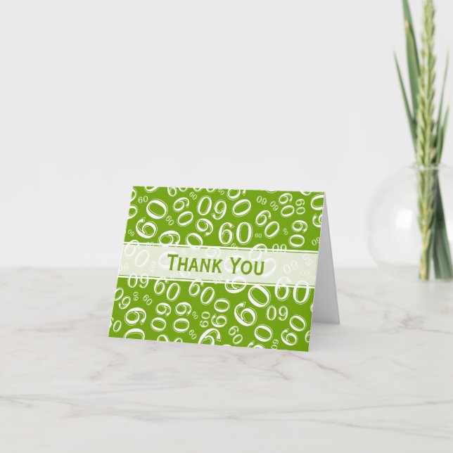 Milestone 60 Random Number Pattern Green/White Thank You Card (Front)