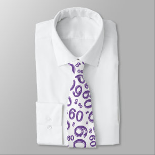 Milestone 60 Random Number Pattern Purple/White Tie