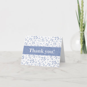 Milestone 75 Random Number Pattern Blue/White Thank You Card