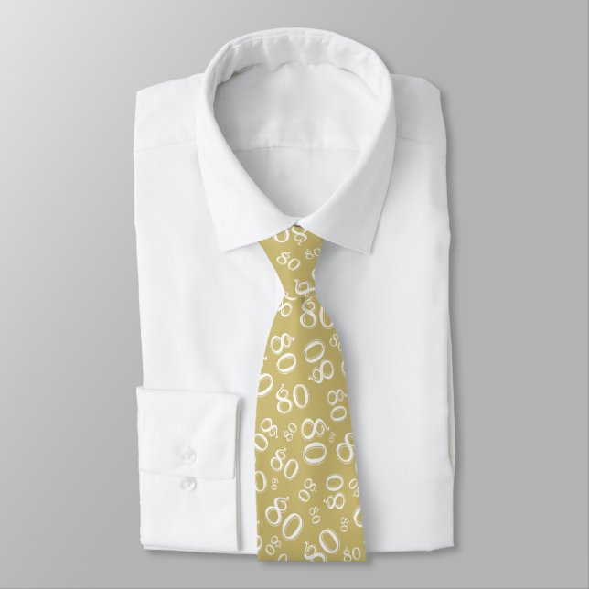 Milestone 80 Random Number Pattern Gold/White Tie (Tied)