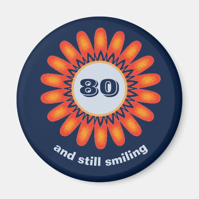Milestone Birthday 80th Orange Flower Celebration Magnet (Front)