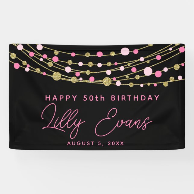 Milestone birthday banner customize, 50th (Horizontal)