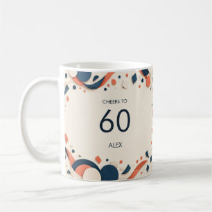 Milestone Birthday Cheers Navy Coral Confetti Coffee Mug