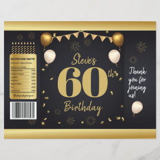 Milestone Birthday Gold Black Chip Bag Wrappers