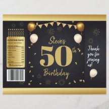 Milestone Birthday Gold Black Chip Bag Wrappers