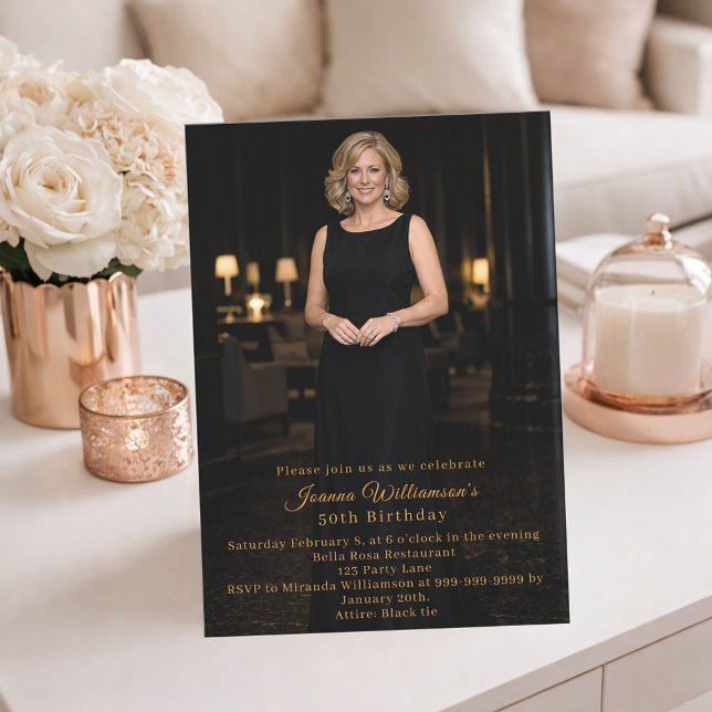 Milestone birthday photo elegant invitation (Creator Uploaded)