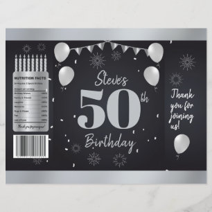 Milestone Birthday Silver Black Chip Bag Wrappers