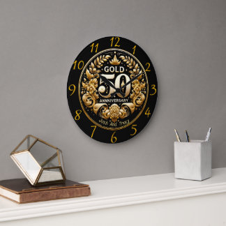  Milestone Gold 50th Anniversary  Large Clock
