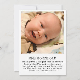 Milestone Keepsake Card: One Month Old Announcement