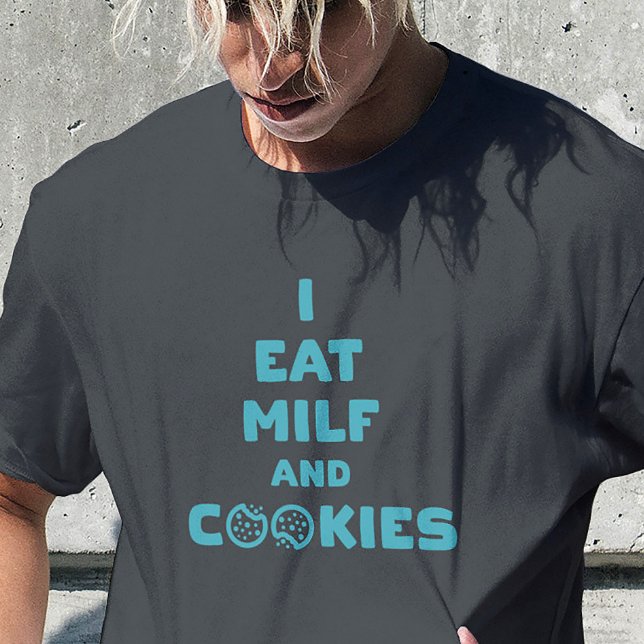 Milf Cookie Cravings Confession T-Shirt (Funny “I Eat MILF and Cookies” shirt – bold graphic tee for parties, laughs, and adult humor)