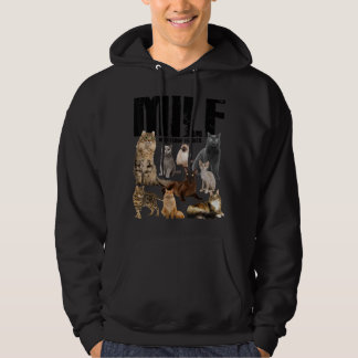Milf Man I Love Felines  Pixel Hoodie