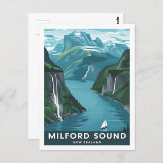 Milford Sound New Zealand Famous Travel Place Postcard