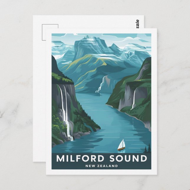 Milford Sound New Zealand Famous Travel Place Postcard (Front/Back)