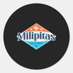 Milipitas California Beach Flag Surf Ca Classic Round Sticker