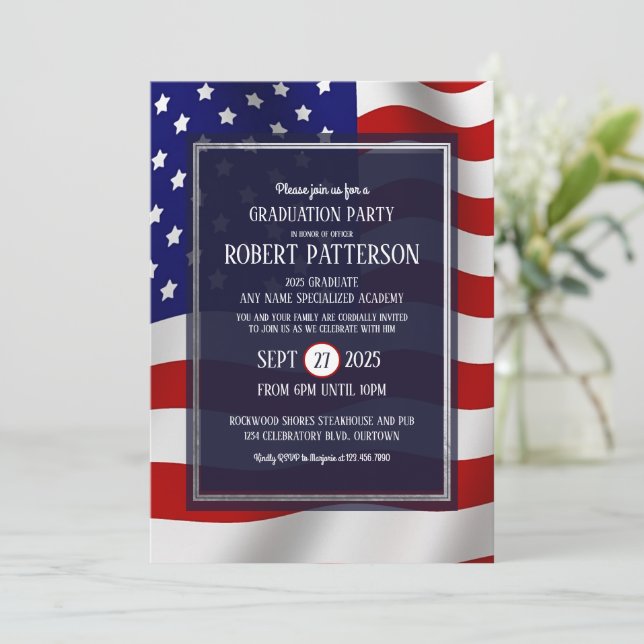 Military Academy Graudation Party Invitation (Standing Front)