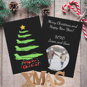 Military Aeroplane Christmas Tree WW2 Aviation Holiday Card