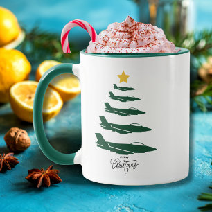 Military Aeroplane Christmas Tree WW2 Aviation Mug