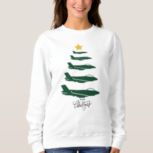 Military Aeroplane Christmas Tree WW2 Aviation Sweatshirt