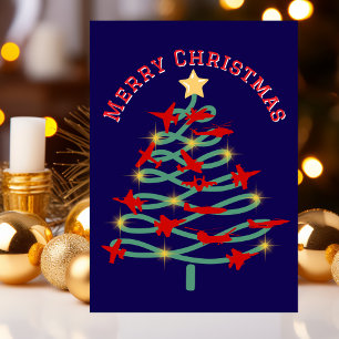 Military Aeroplane Christmas Tree WW2 Custom Photo Holiday Card