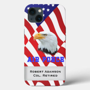 Military Air Force flag and eagle personalise iPhone 13 Case
