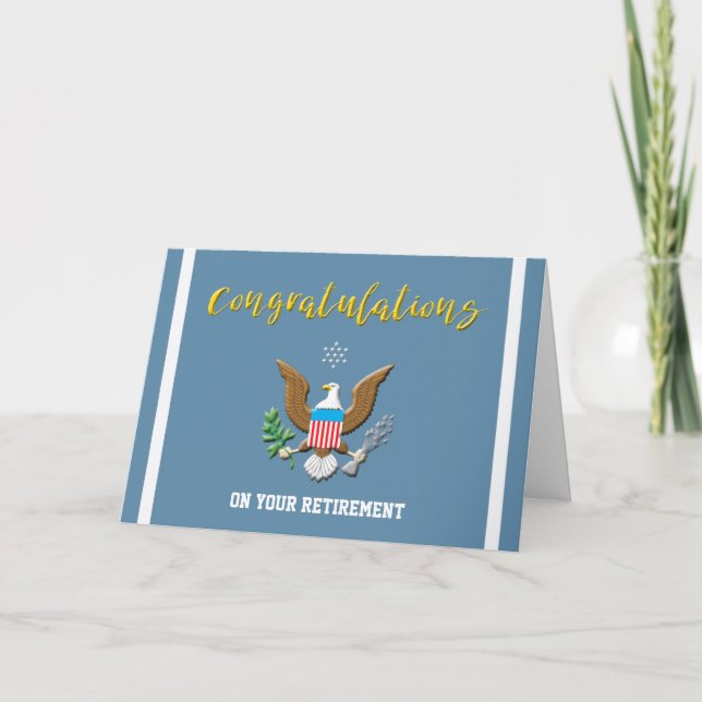 Military Air Force Retirement Colour Defence emble Card (Front)