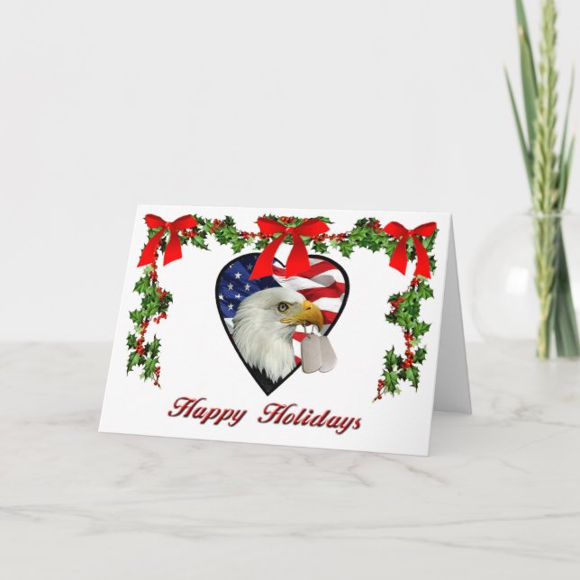 Military American Heart Christmas Card (Front)