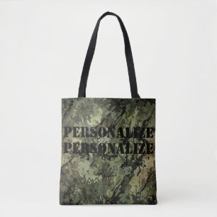Military Armed Forces Style Hunt Camouflage Black Tote Bag
